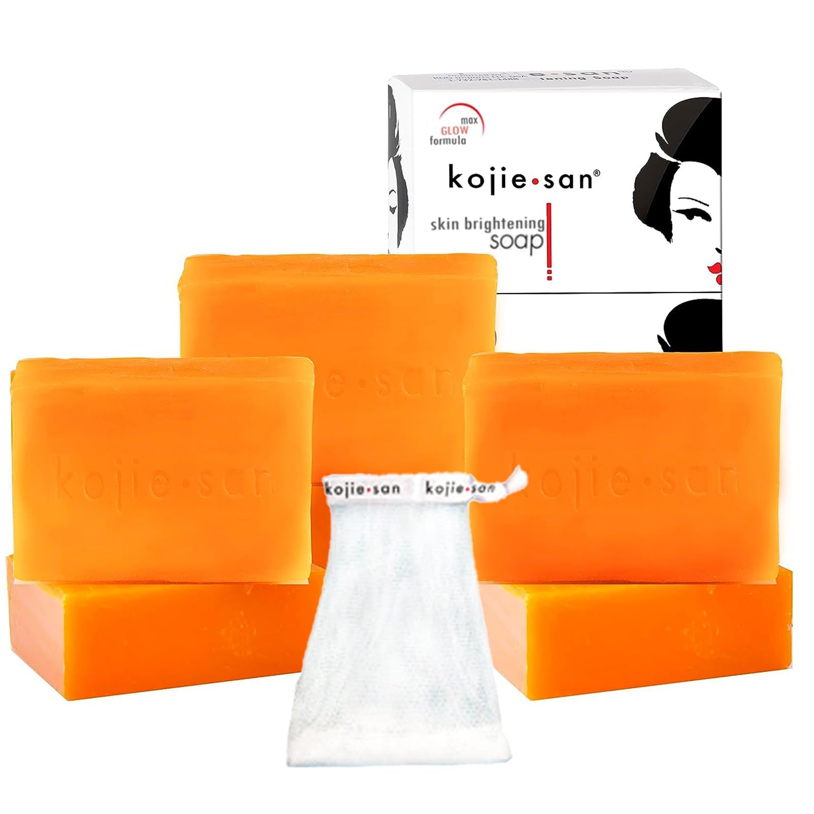 Kojie San Skin and Body Soap - Original Kojic Acid, Dark Spot Remover Soap Bar with Coconut & Tea Tree Oil - 135g x 6 Bars with 