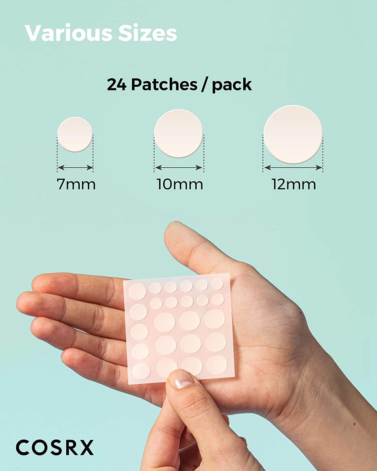 cOSRX Acne Pimple Patch (96 count) Absorbing Hydrocolloid Spot Treatment Fast Healing, Blemish cover, Three Sizes