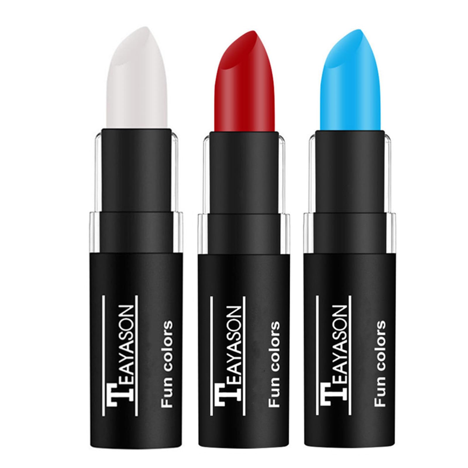 Go Ho 3 Colors Red White And Blue Face Paint Stick-Waterproof Eye Black Stick,Face Body Paint Professional Halloween Sfx,Queen O
