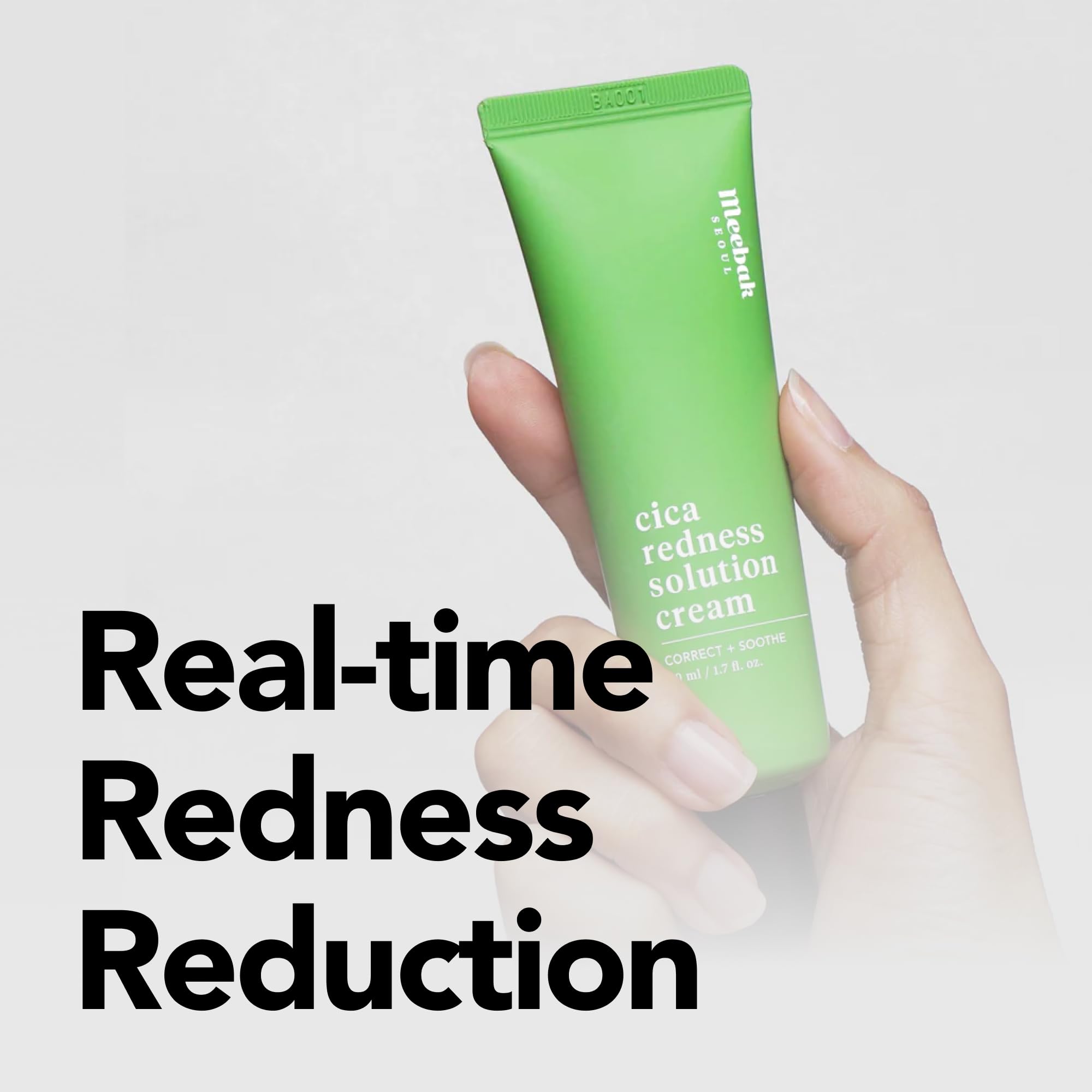 Meebak Anti-Redness Bb Cream Tinted Moisturizer, Redness Relief For Face Cream With Cica Tiger Grass, Korean, Green Concealer Co