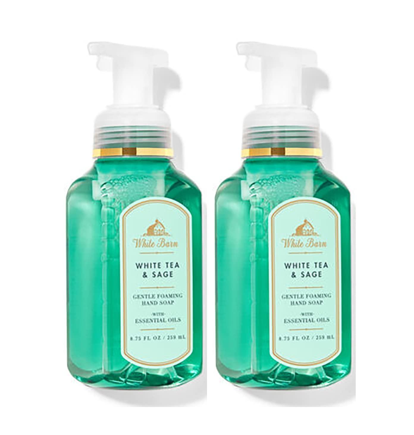 Bath & Body Works Bath And Body Works White Tea & Sage Gentle Foaming Hand Soap 8.75 Ounce 2-Pack (White Sage) 17.5 Ounce
