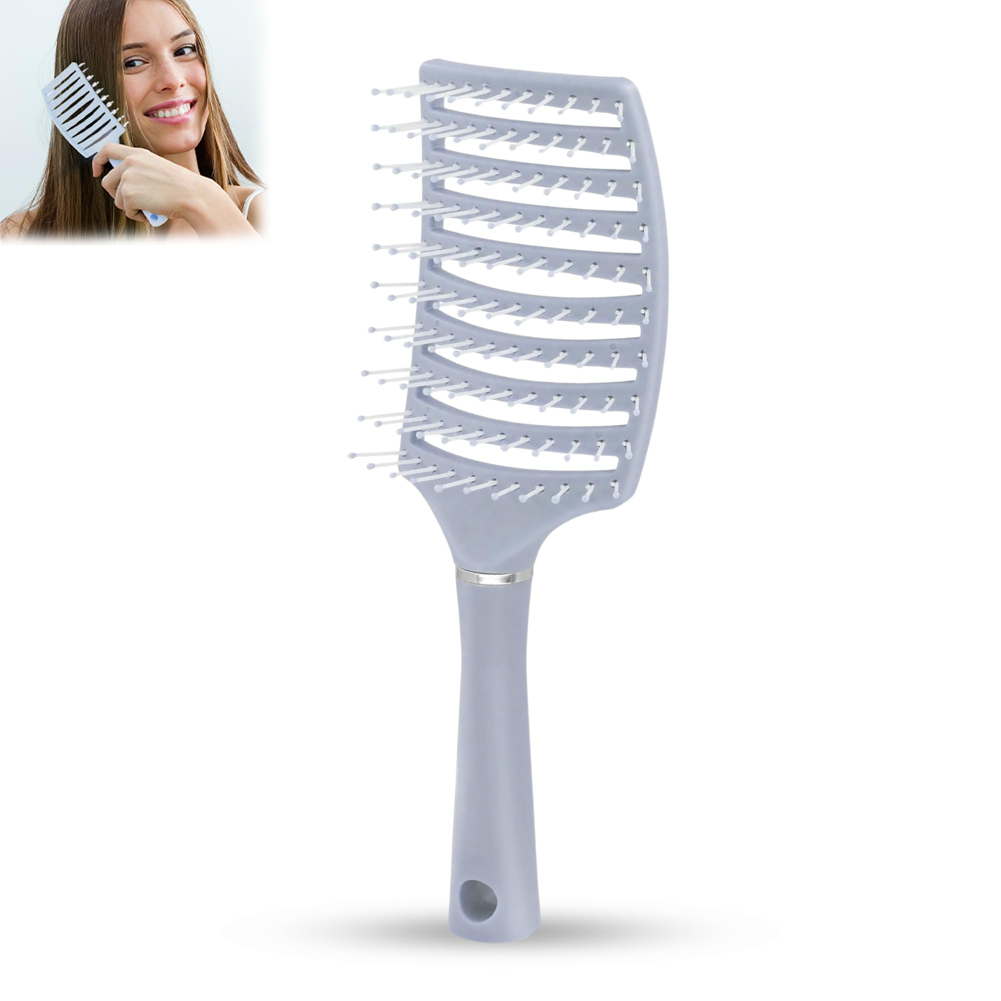 Glun Portable Detangling Hair Brush Pack Of 1 Blue Colour, Curly & Straight Hair Brush For Women & Men Accessories Use In Salon,