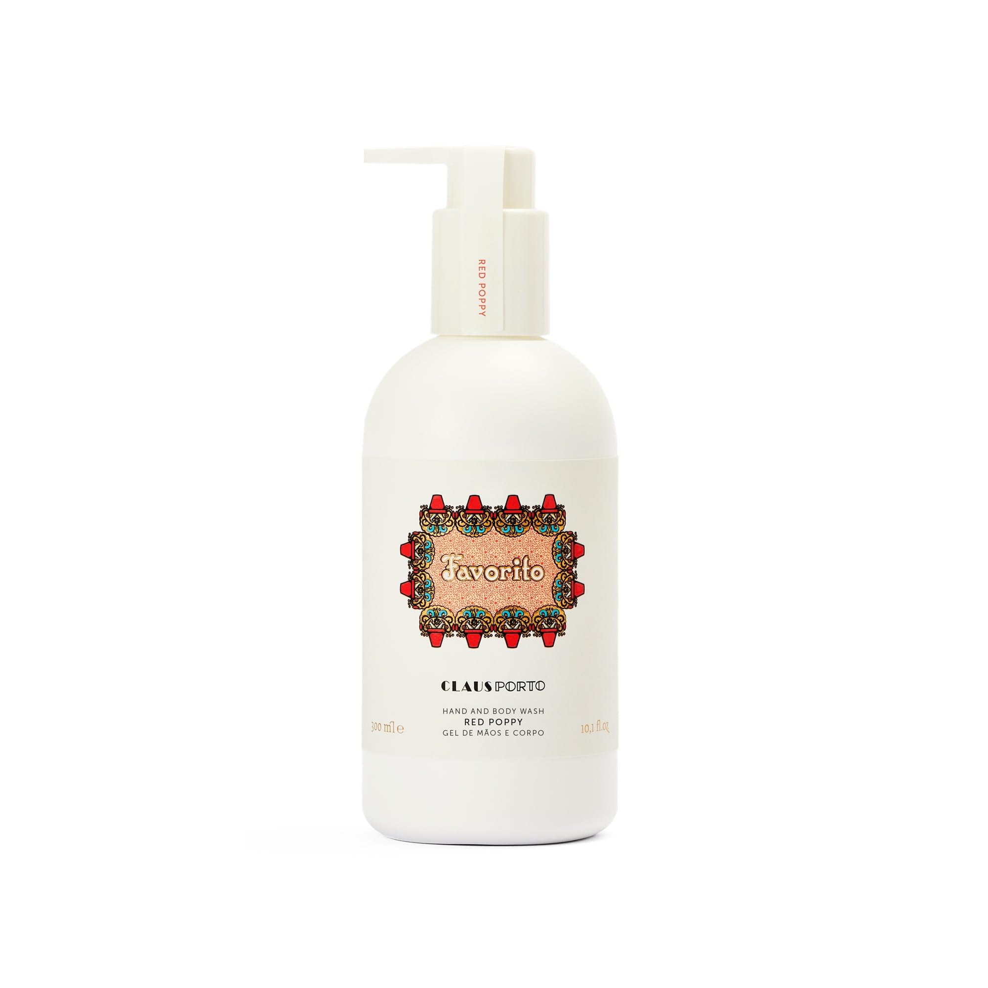 Claus Porto - Favorito Red Poppy Hand and Body Wash for Men + Women | 99% Natural Ingredients | Cleanse, Revive, Refresh All Ski