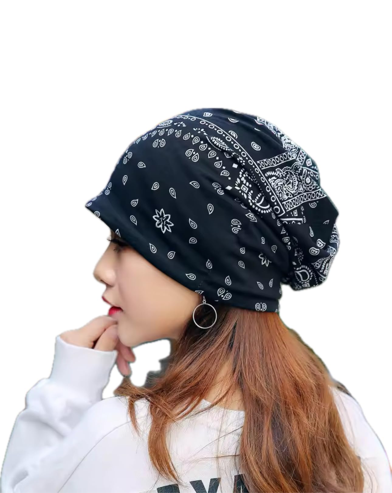 Future Tabs Baggy Slouchy Paisley Printed Bandanna for Men & Women  Black | Aesthetic Unisex Headband | Breathable & Comfortabl