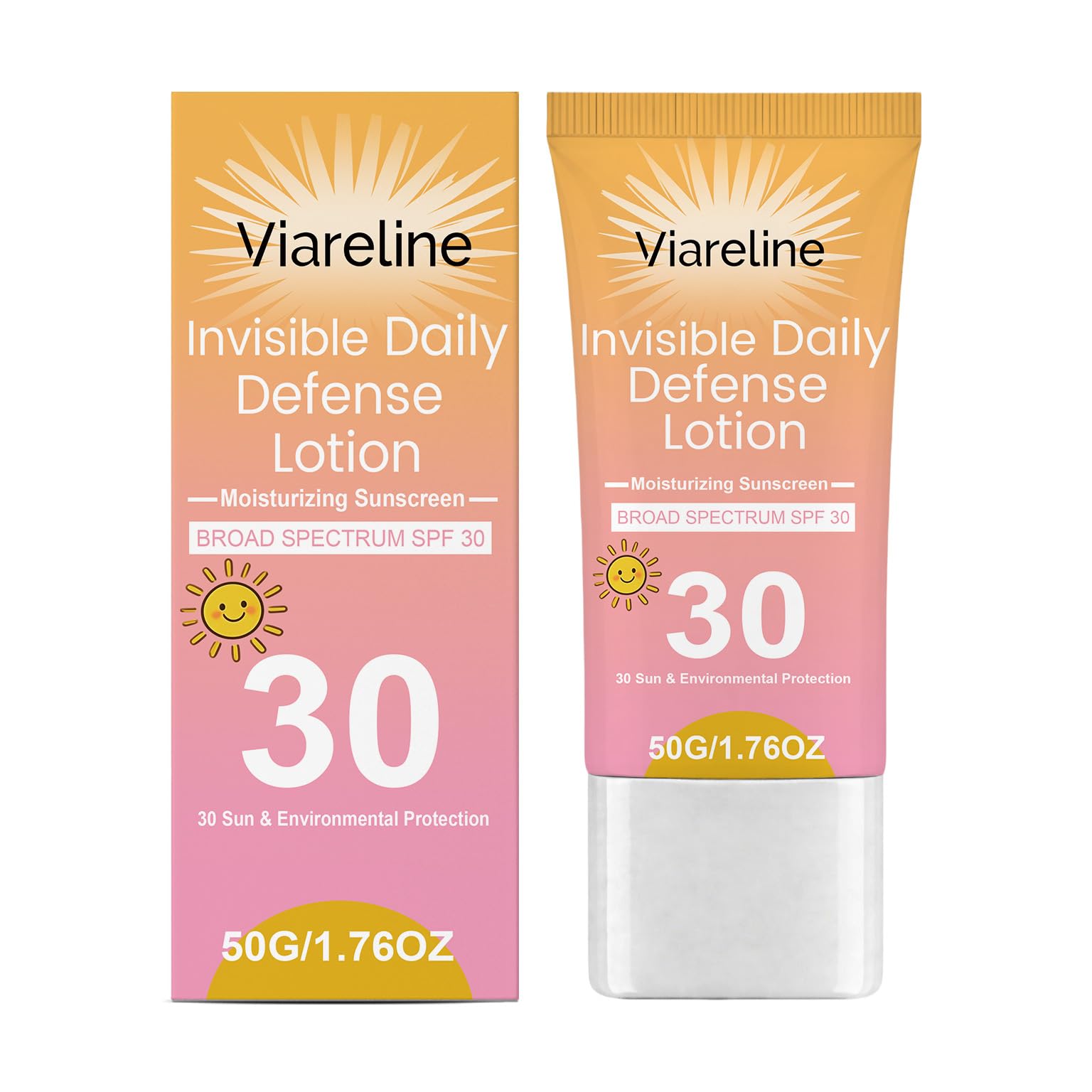 Viareline Invisible Daily Defense Lotion, Moisturizing Sunscreen, Broad Spectrum SPF 30, 1.76 oz