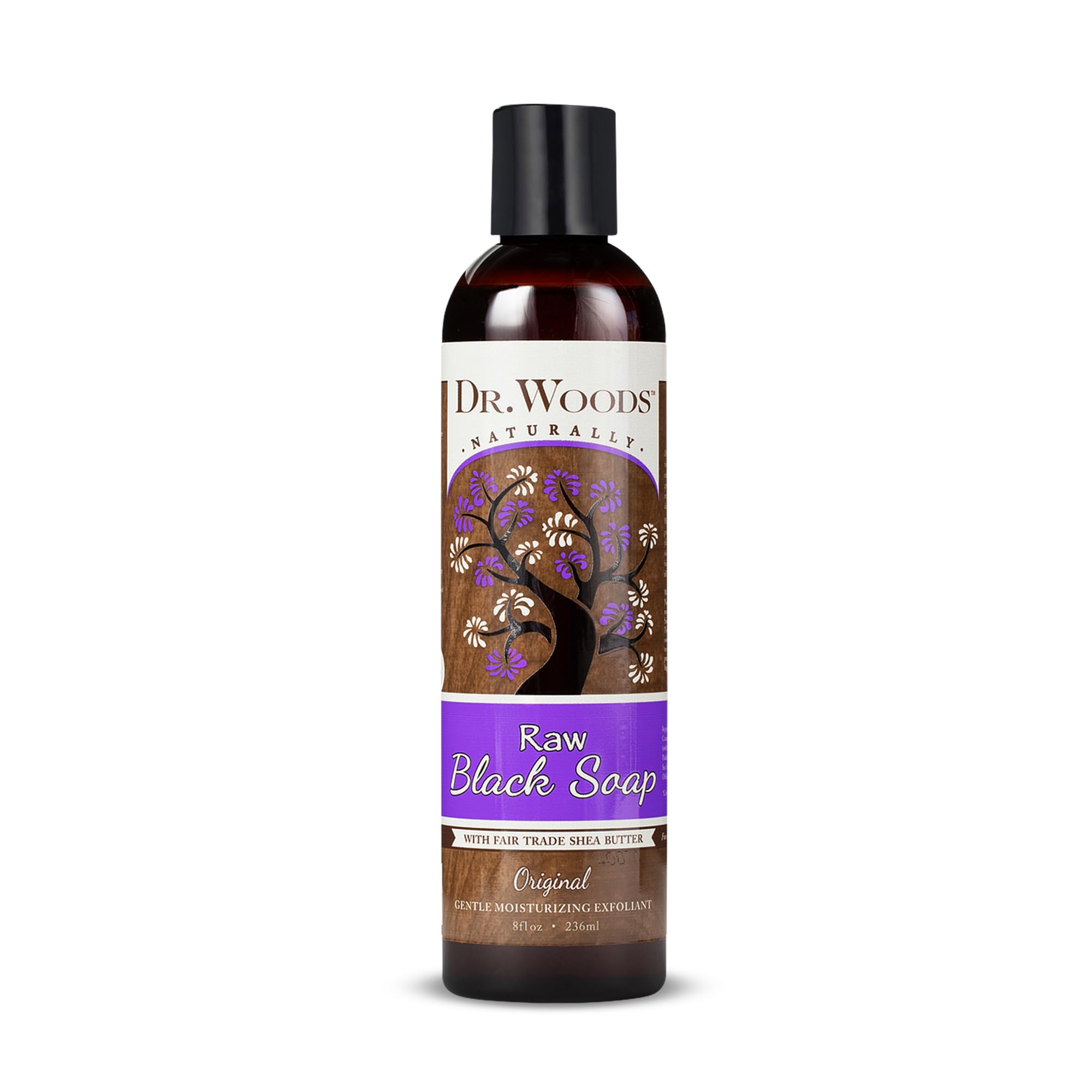 Dr. Woods Raw Black Moisturizing Liquid Castile Soap With Organic Shea Butter, 8 Ounce