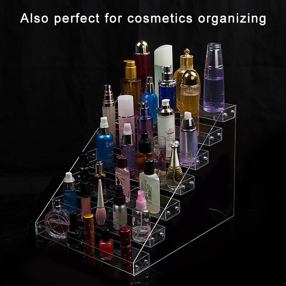 SOUJOY 7 Tier Sunglass Organizer Stand, Acrylic Sunglass Holder, Clear Nail Polish Display Stand, Eyewear Countertop Storage Tra