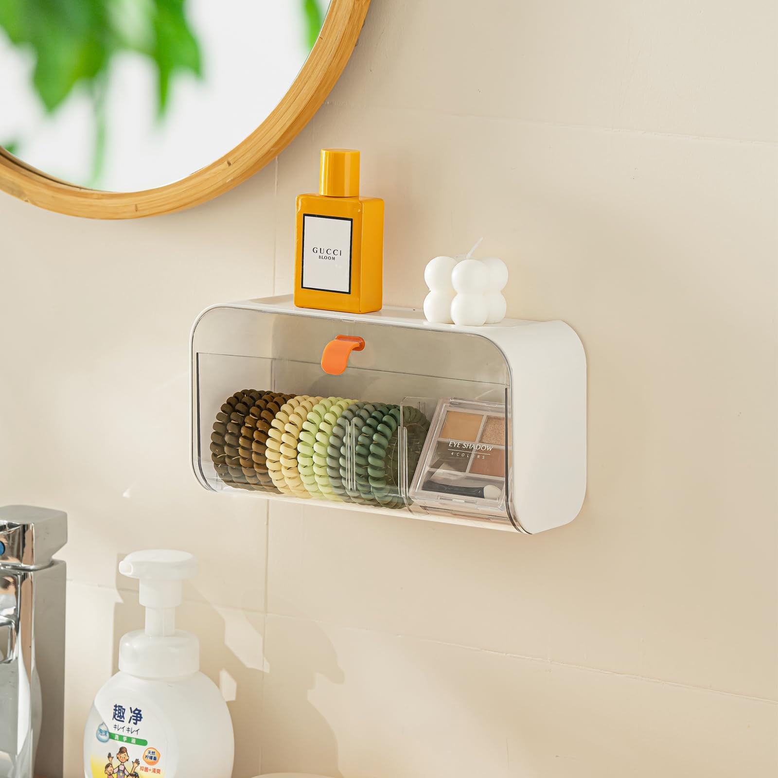 SUNFICON Wall Mounted Cotton Pads Holder Organizer Cotton Swab Balls Holder Q-tip Dispenser Qtip Storage Canister Cosmetic Pads 