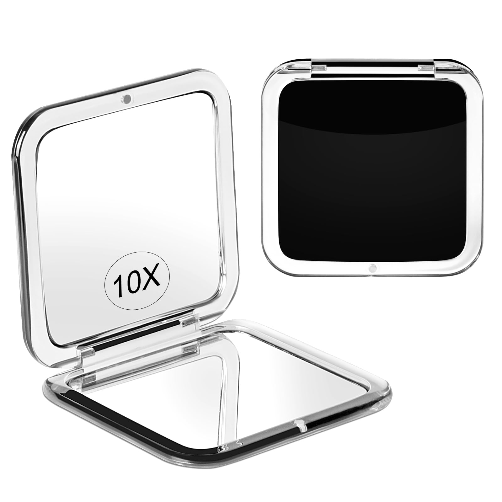 Compact 10X Magnifying Makeup Mirror for Travel, Small Pocket Mirror-Handheld, Foldable & Portable 2-Sided with 10X Magnifying a
