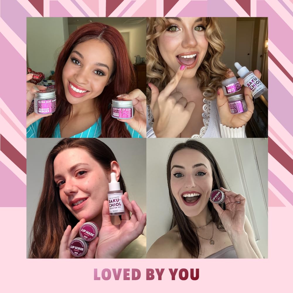 Handmade Heroes Bakuchiol Lip Scrub 1 Fl Oz | Deep Conditioning Lip Plumper Helps Reduce Fine Lines And Wrinkles Appearance | 10