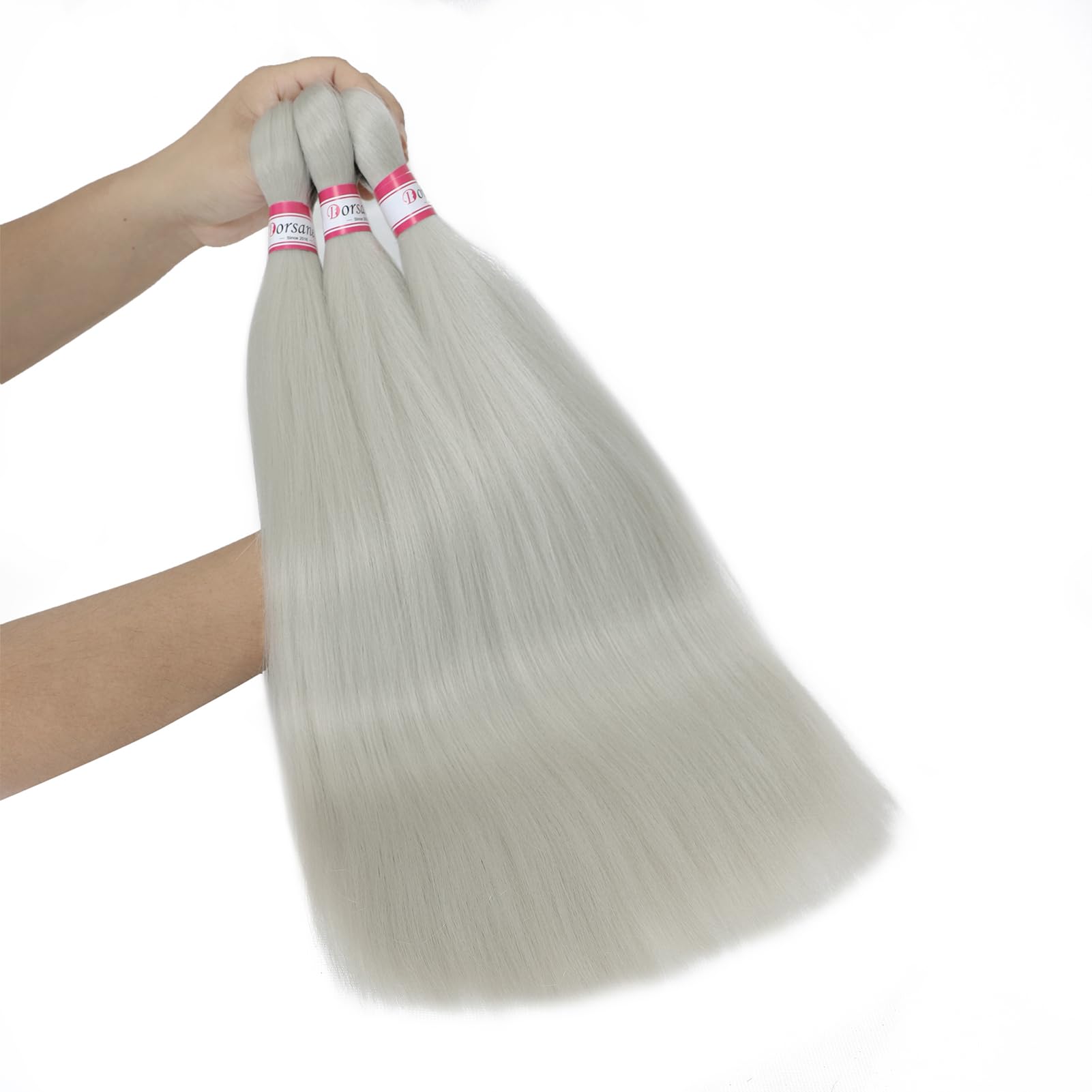 Dorsanee Grey Braiding Hair Pre Stretched 20 Inch 3 Packs Professional Easy Braiding Hair For Crochet Braids Twists Locs Hair So