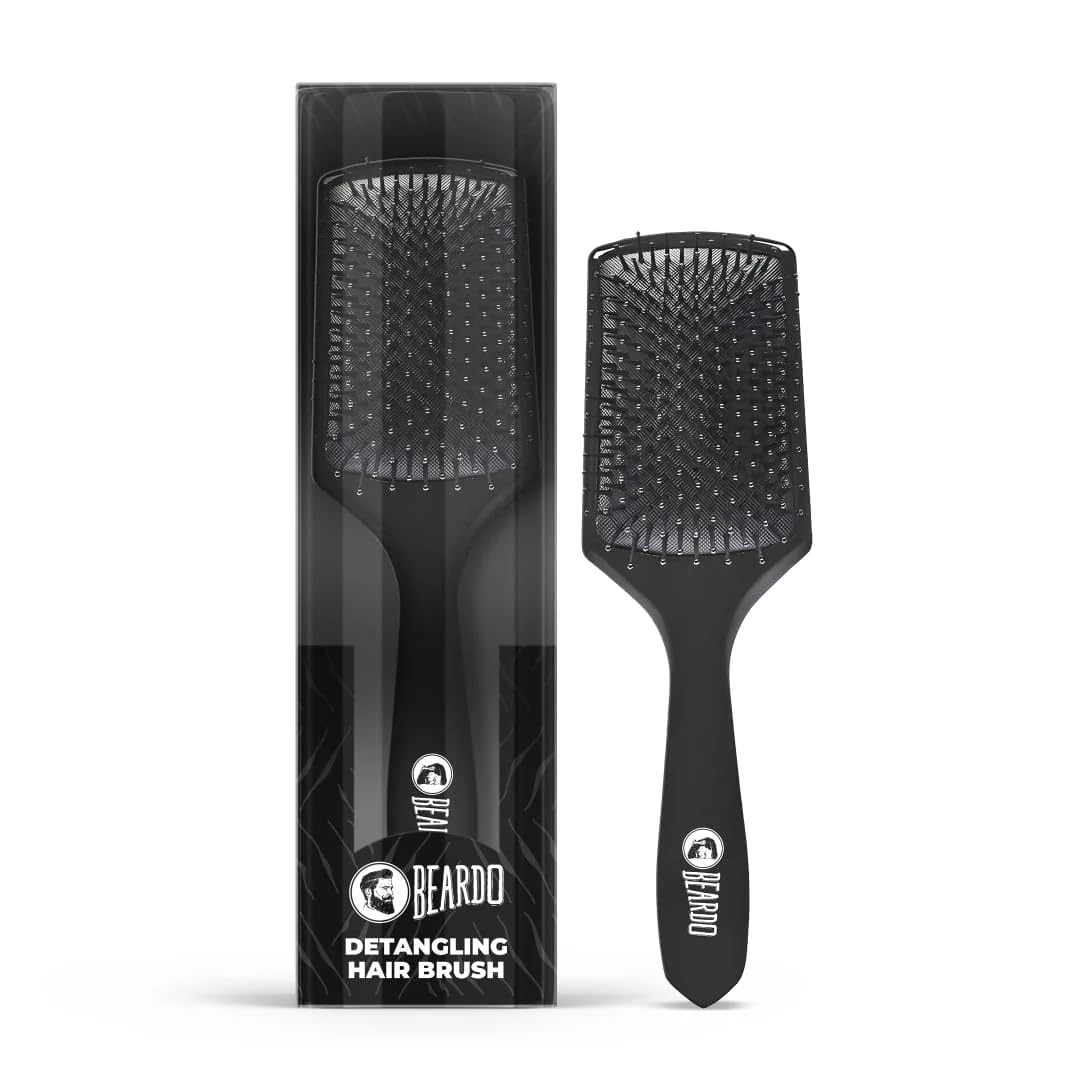 Beardo Detangling Hair Brush | Detangling Curls, Smoothening, Frizz Control, Shine, Paddle Hair Brush For Men | Men Accessories 