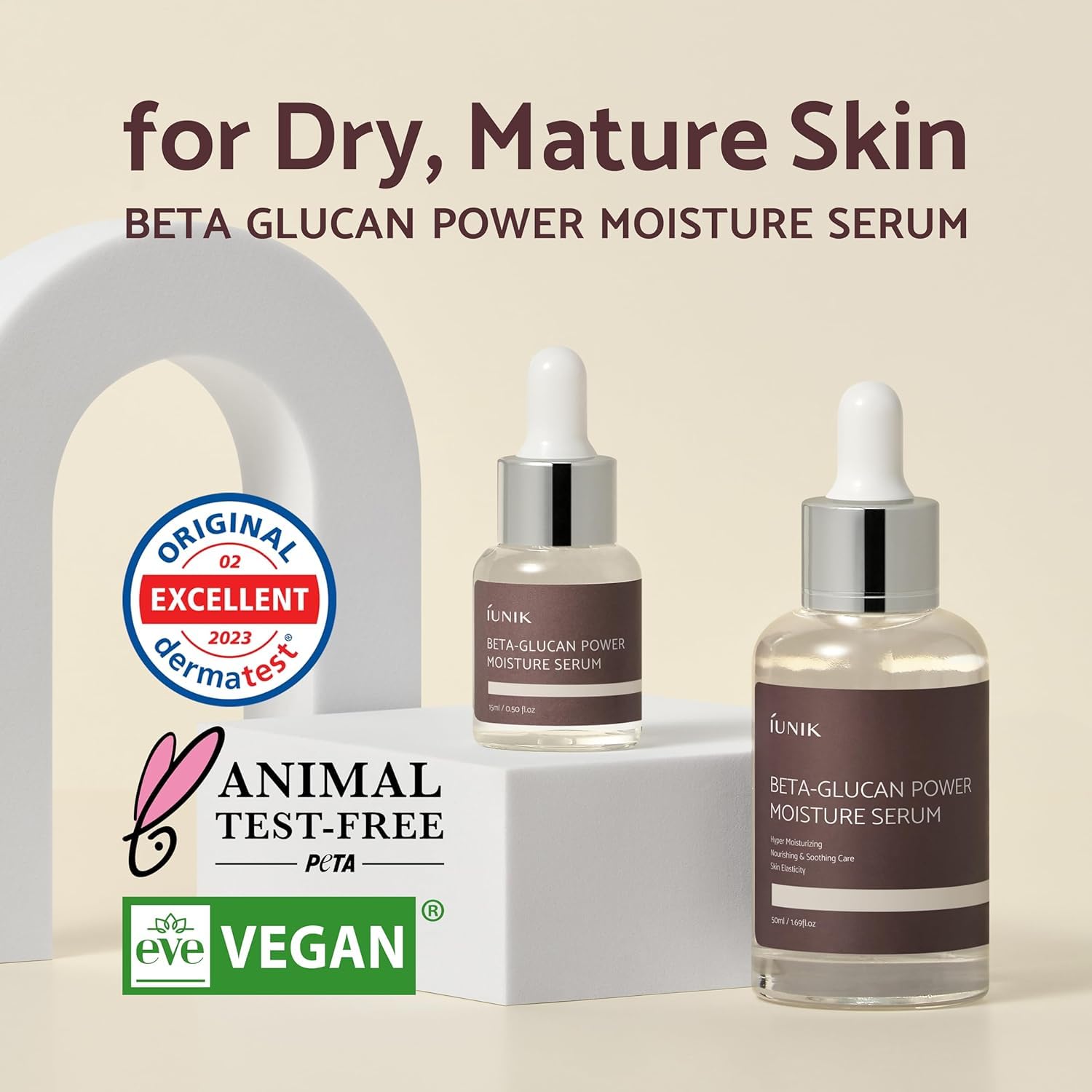Iunik Beta Glucan Daily Moisture Cream & 400,000 Ppm Beta-Glucan Power Deep Moisture Serum Intense Hydration Fortifying Skin Bar