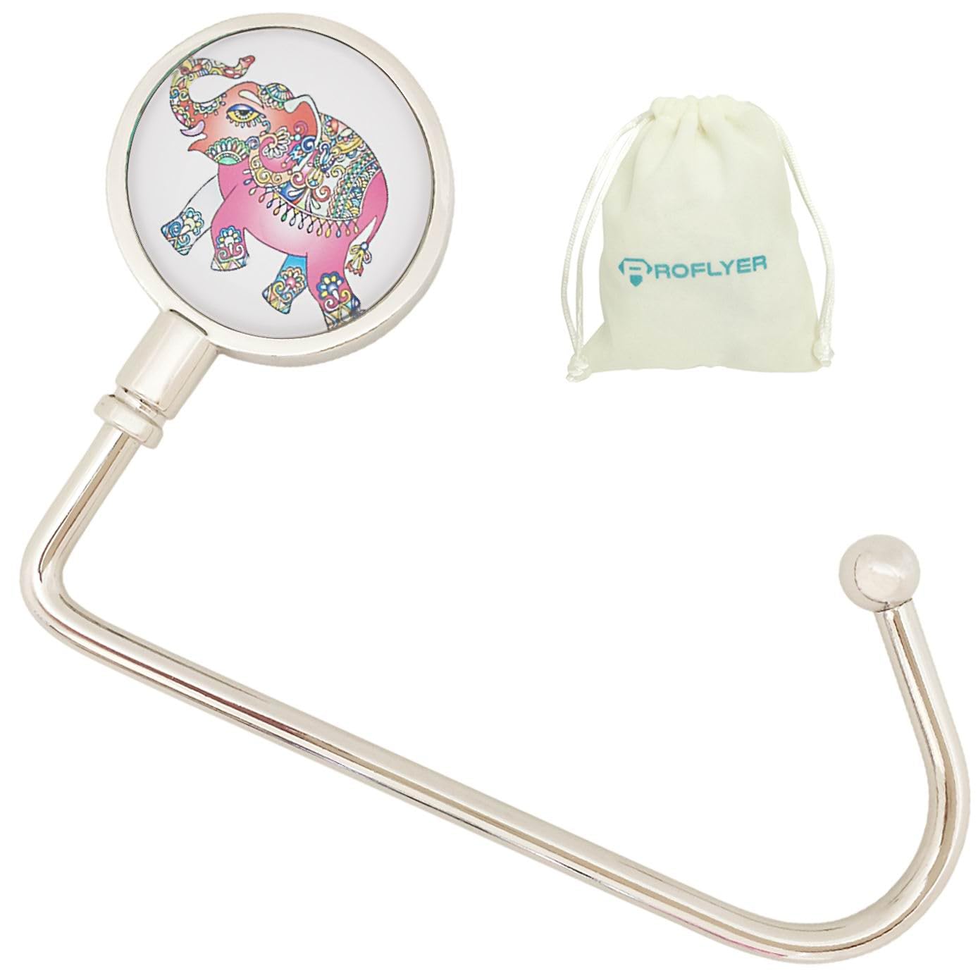 ROFLYER Purse Hook Hanger for Table Bar Handbag Hanger Safer Cleaner Bag Table Hanger with Velvet Pouch (Elephant)