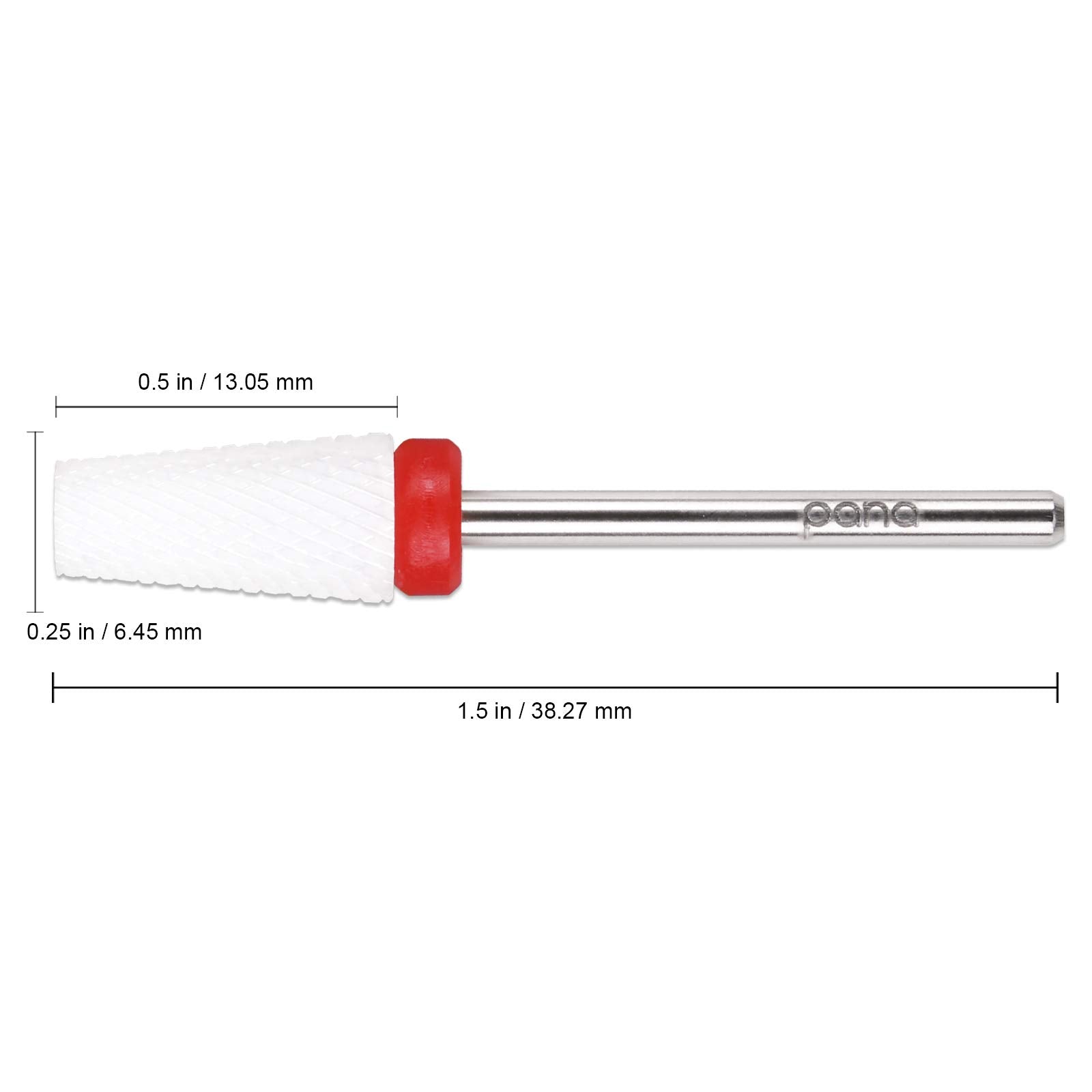 Pana Tapered Barrel Ceramic Bit 3/32'' Shank Size - (Ceramic, Fine Grit) - Fast Remove Acrylic Or Hard Gel Nail Drill Bit For Ma