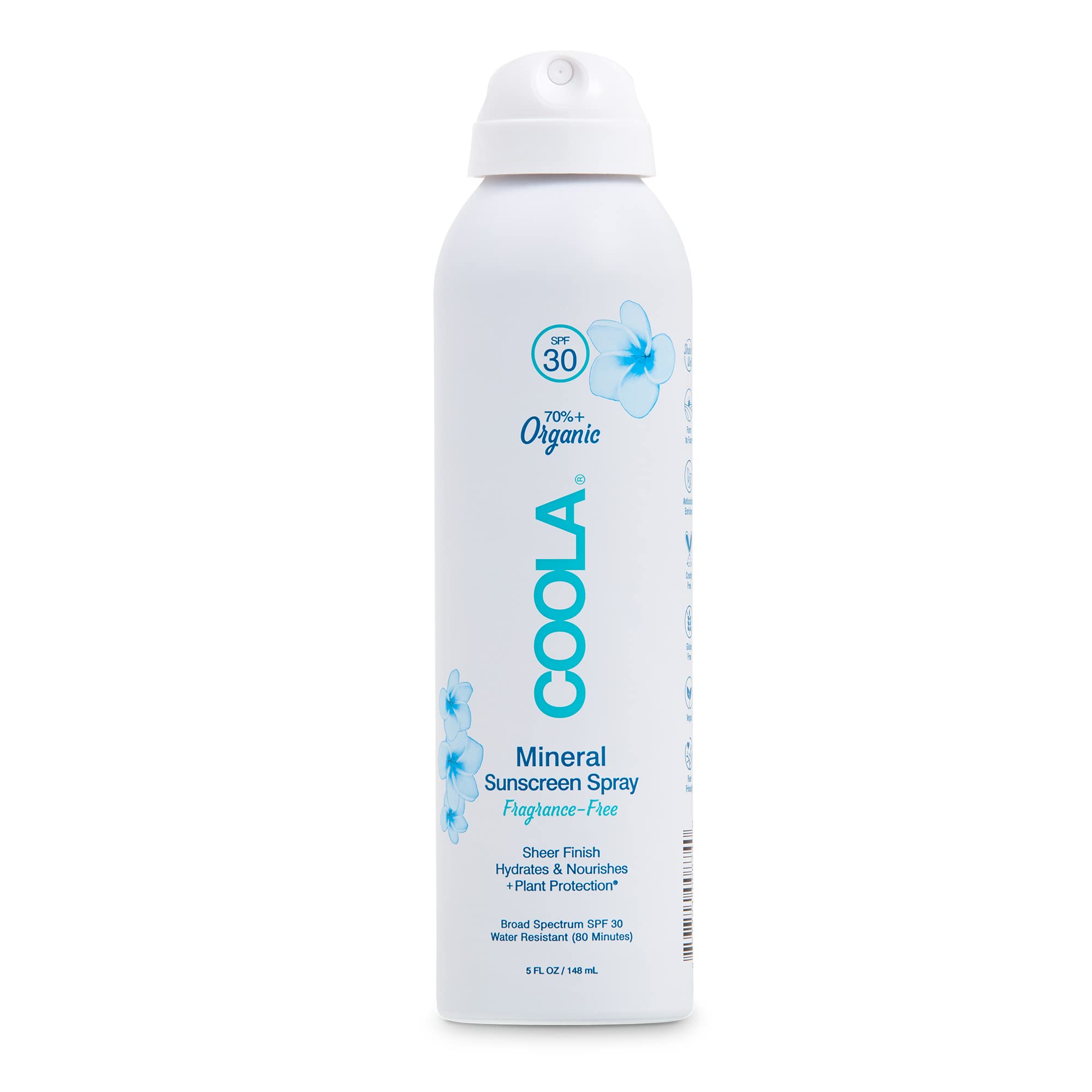 Coola Organic Mineral Sunscreen Spf 30 Sunblock Spray, Dermatologist Tested Skin Care For Daily Protection, Vegan And Gluten Fre