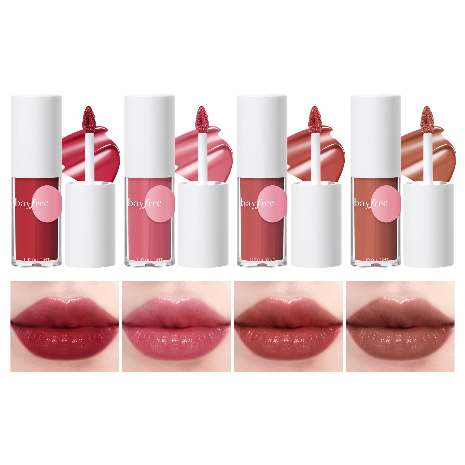 bayfree Tinted Lip Oil Stain Set, Hydrating High Shine Lip Gloss Set, Long-Lasting Bright Color Lipgloss for Dull Lips, Weightle