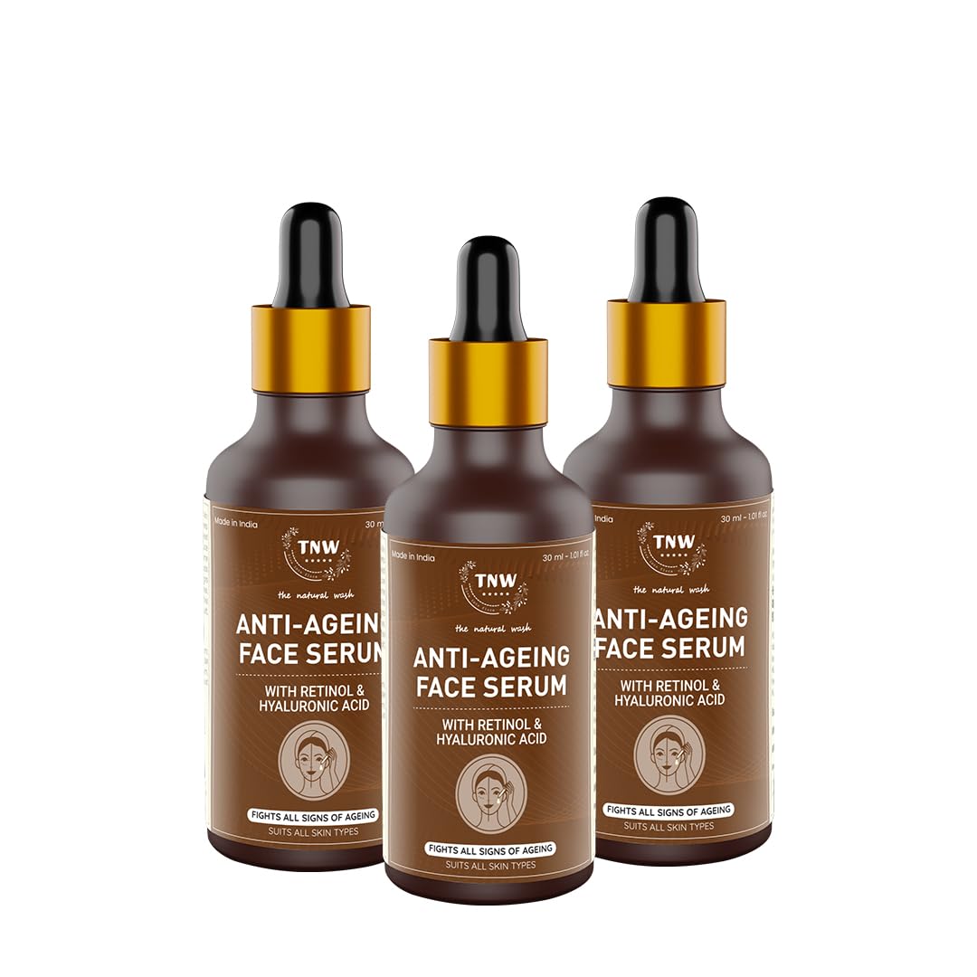 TnwThe Natural Wash Anti Ageing Face Serum Combo|Pack Of 3, 30Ml Each|Retinol And Hyaluronic Extract For Spotless Glowing Skin|