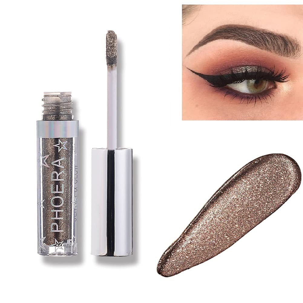Glitter Eyeshadow, Makeup For Eyes Liquid Shimmer Sparkle Glow Light Colors Pencil Stick Shiny Long Lasting Waterproof Shining E