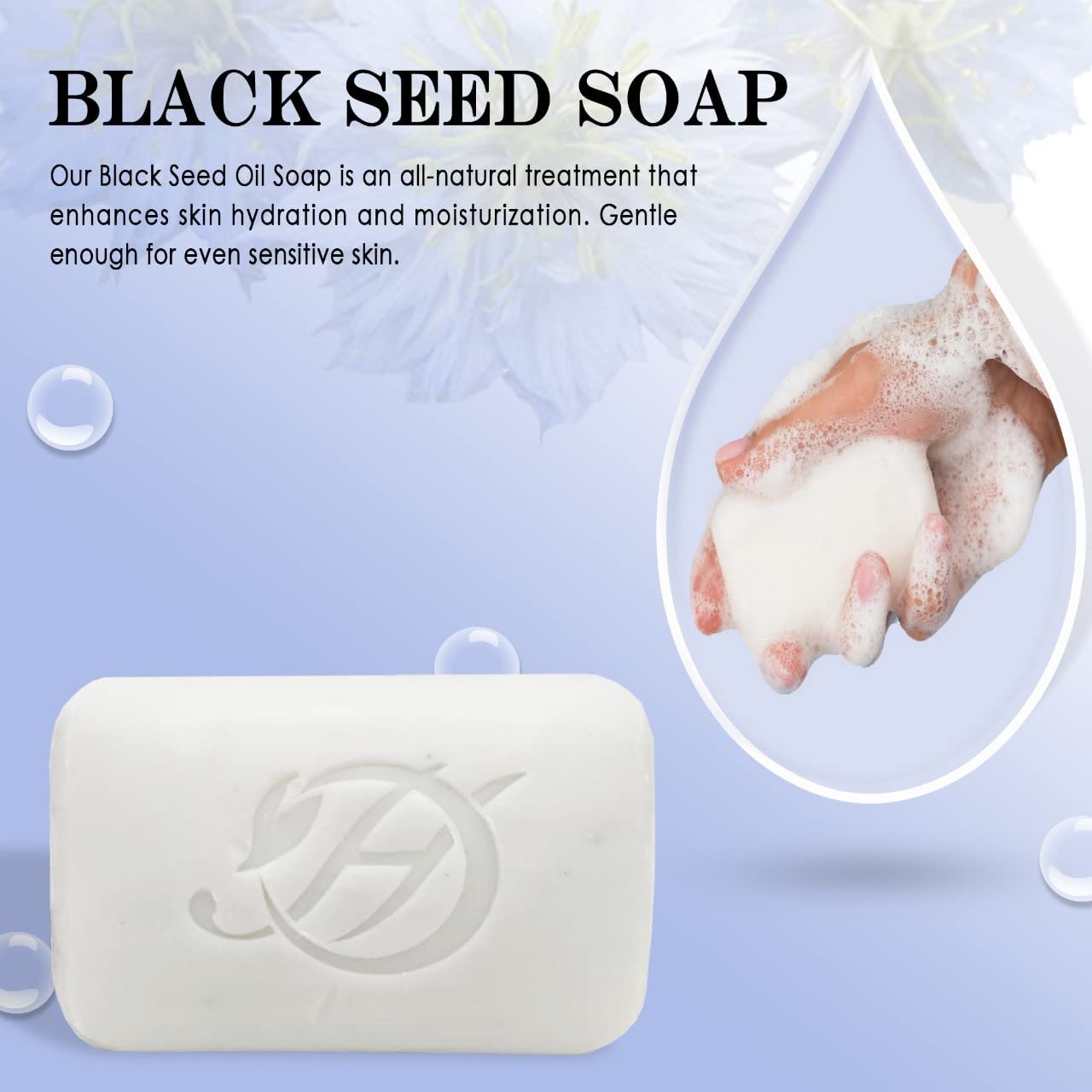 HERBOGANIC Black Seed Herbal Soap | Pack of 3 of 5oz soap Bar | Natural Bar Soap for Face and Body | Hydrating and Nourishing |