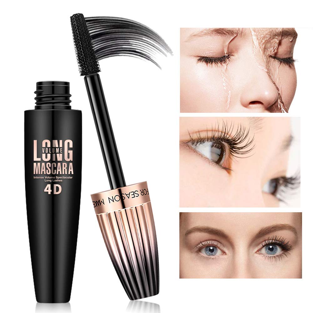 4D Silk Fiber Lash Mascara, Waterproof Long Lasting Mascara Black Volume And Length Natural, Exquisitely Full, Lengthening Thick
