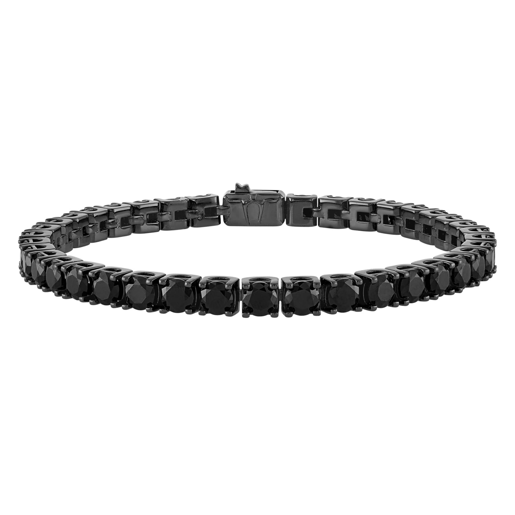 Bulova Jewelry Mens Classic Black Ruthenium Plated Sterling Silver Tennis Bracelet with 5mm Black Spinel, Length 8.5 Style:BVB1