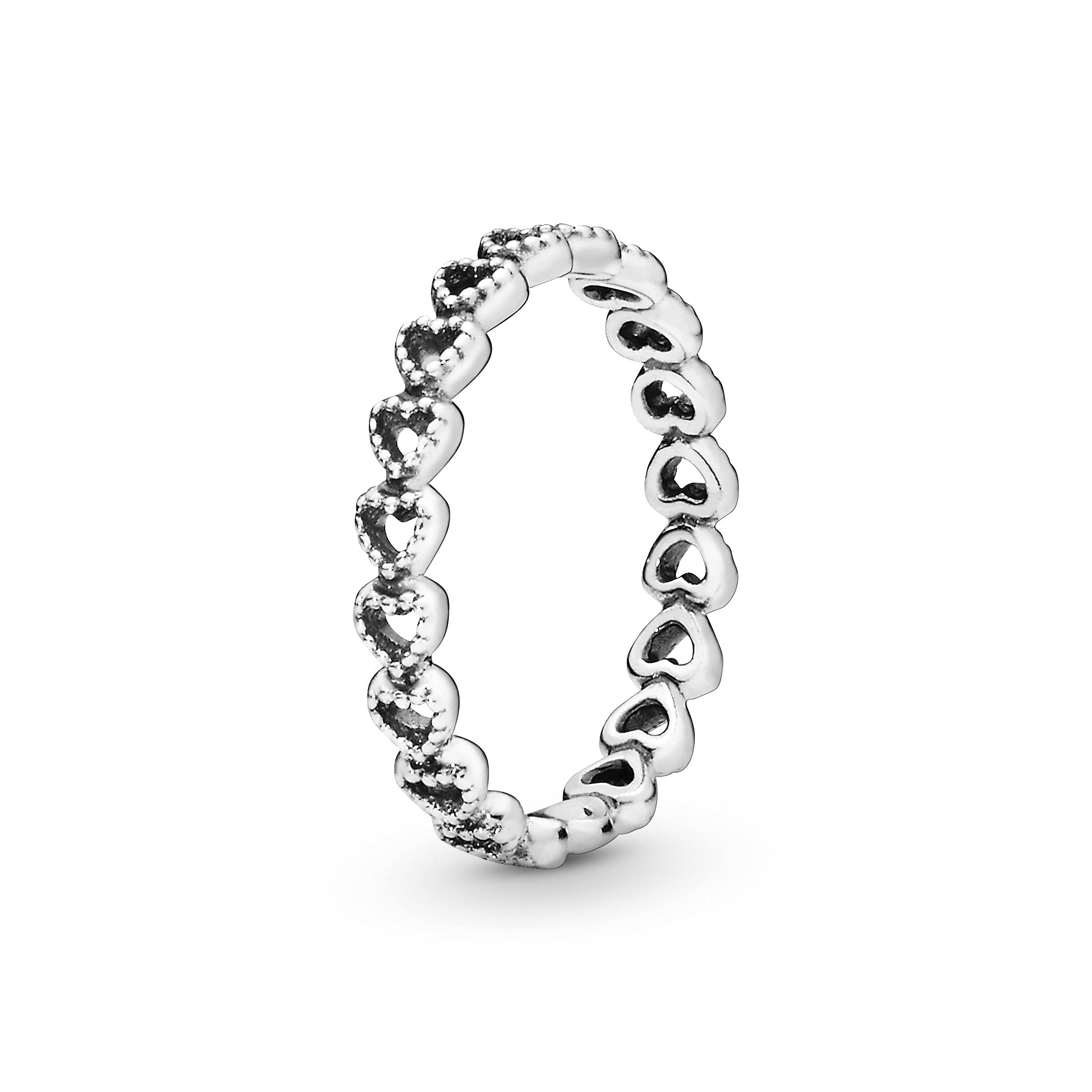 Pandora Jewelry Band of Hearts Sterling Silver Ring, Size 6, No Box