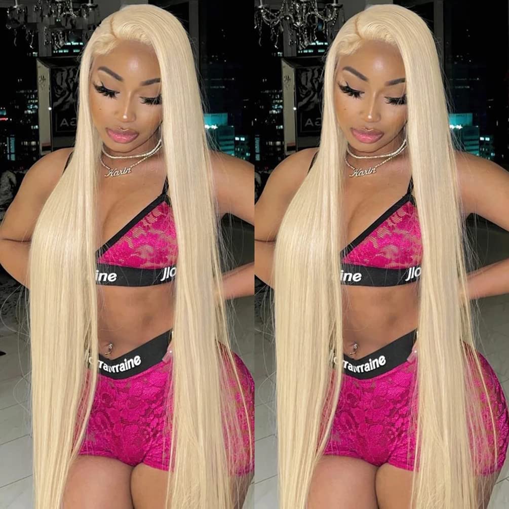 613 Human Hair Bundles with Closure (22 24 26+20) 613 Platinum Blonde Straight 3 Bundles with Transparent 4x4 Lace Closure Brazi