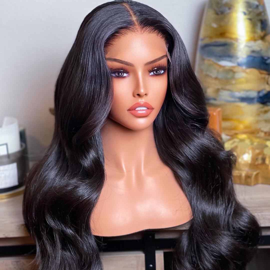 Beeos 13X6 Ultra-Fitted Real Hd Lace Front Wig, 250% Density Body Wave Invisible Lace Pre-Plucked Bleached Knots Natural Black B