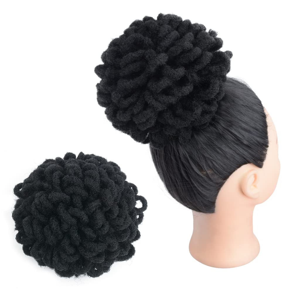 Yinmei Baibian 10inch Dreadlocks Bun Drawstring Ponytail Hair Chignon Curly Braided Afro Puff Nu Locs Braids Buns Hairpiece Synt