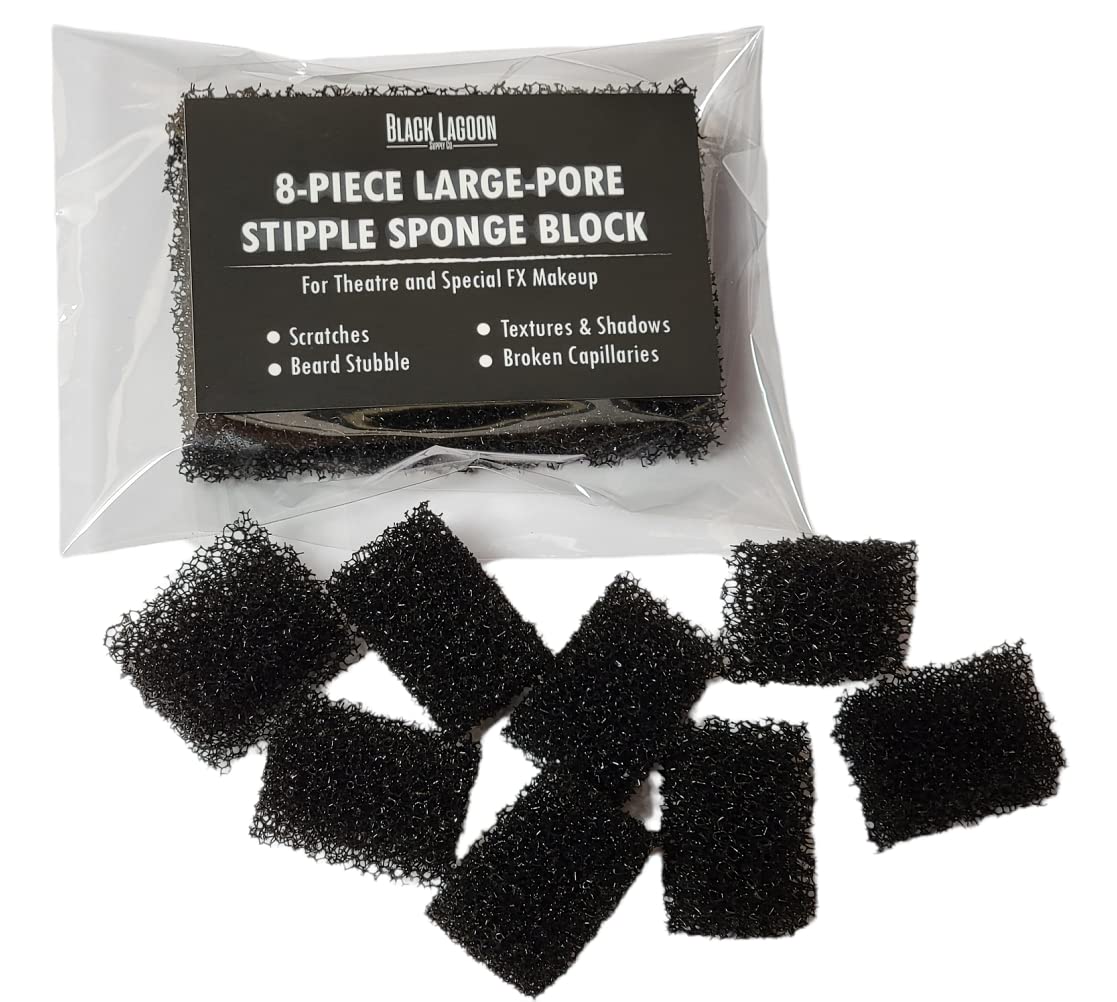 Stipple Sponge LARGE PORE 8 Piece Die Cut Block  Special Effects Makeup Theater Halloween MUST HAVE  Texture, Road Rash, Blend