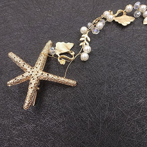 Scala Boutique Starfish Hairpins Wedding Wedding Hair Accessories Gold-Tone Flower Bridal Hair Pearl Jewelry Comb Hair Pins Brid