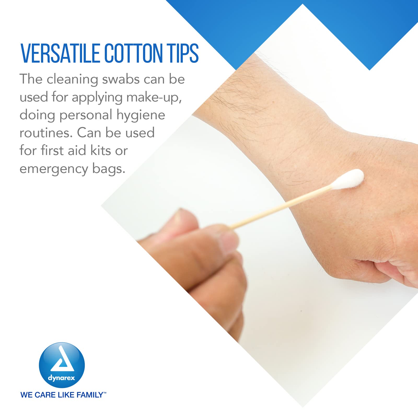 Dynarex 6-Inch Non-Sterile Cotton Tipped Applicators - Single-Use Wooden Cotton Tip Applicators for Wound Care, Topical Dressing