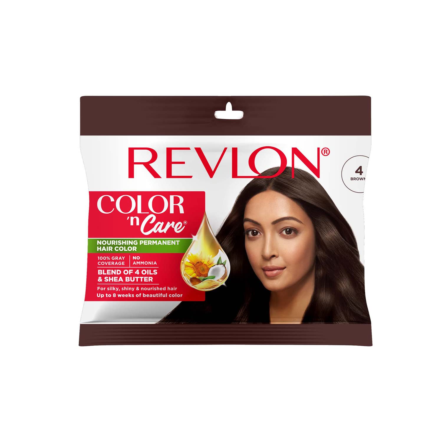 Revlon Color N Care Nourishing Permanent Hair Color - 4 Brown - Has Essentials Oils Of Coconut Argan, Sunflower & Jojoba Oil, A