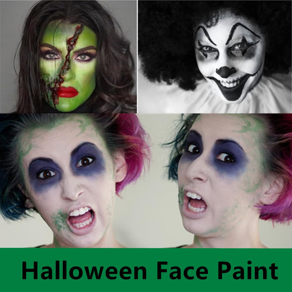 Go Ho Witch Makeup Green Face Paint,Green Eye Black,Camo/Hunting Face Paint Stick,Green Body Paint Professional Sfx Makeup,Safe