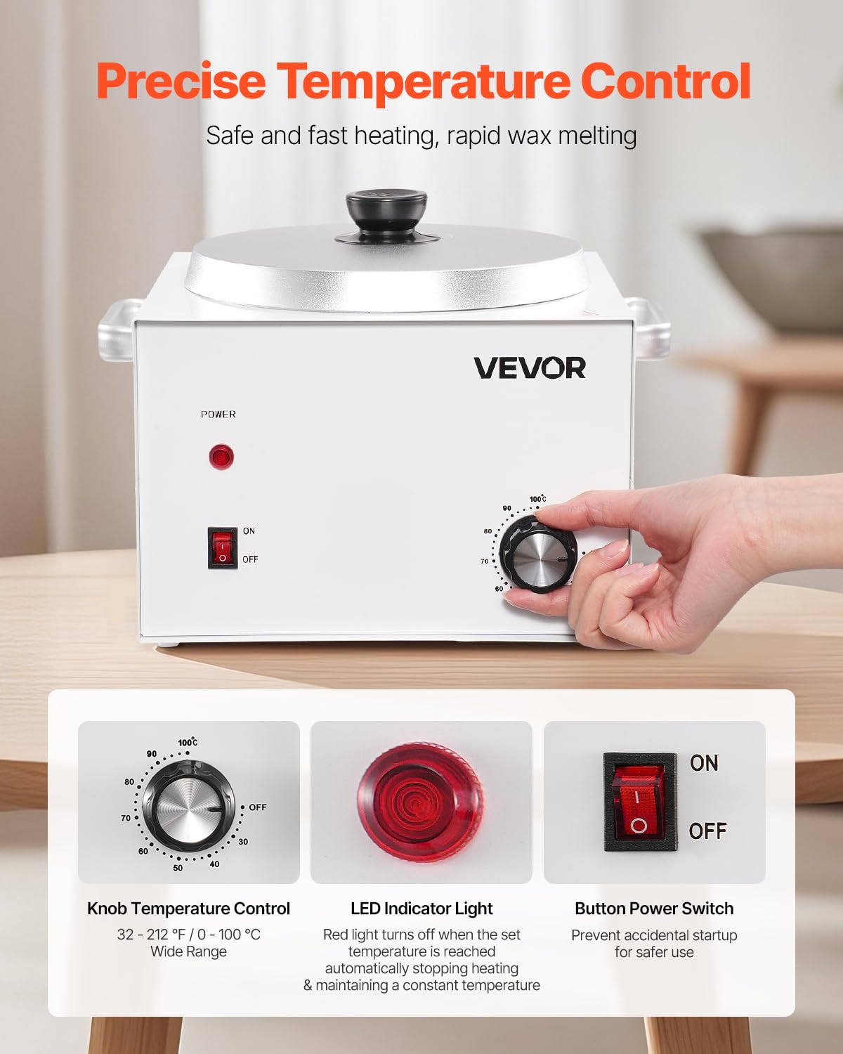 VEVOR Single Pot Wax Warmer, 3000ML 300W Professional Wax Warmer for Hair Removal, 32 ? - 212? Adjustable Electric Waxing Heater