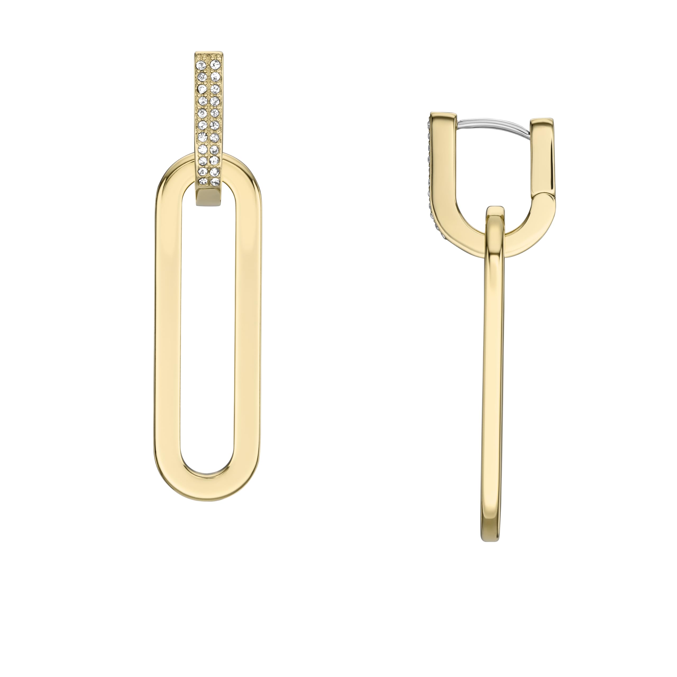 Fossil Womens Stainless Steel Gold-Tone Heritage Hoop Earrings, Color: Gold (Model: JF04587710)