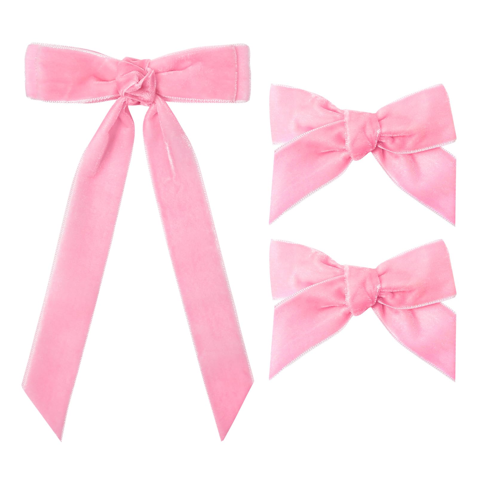 3PCS Velvet Hair Bow Pink Hair Ribbon Clips for women Girls Fall Alligator Hair Clips Hair Accessories Toddlers Kids Teens