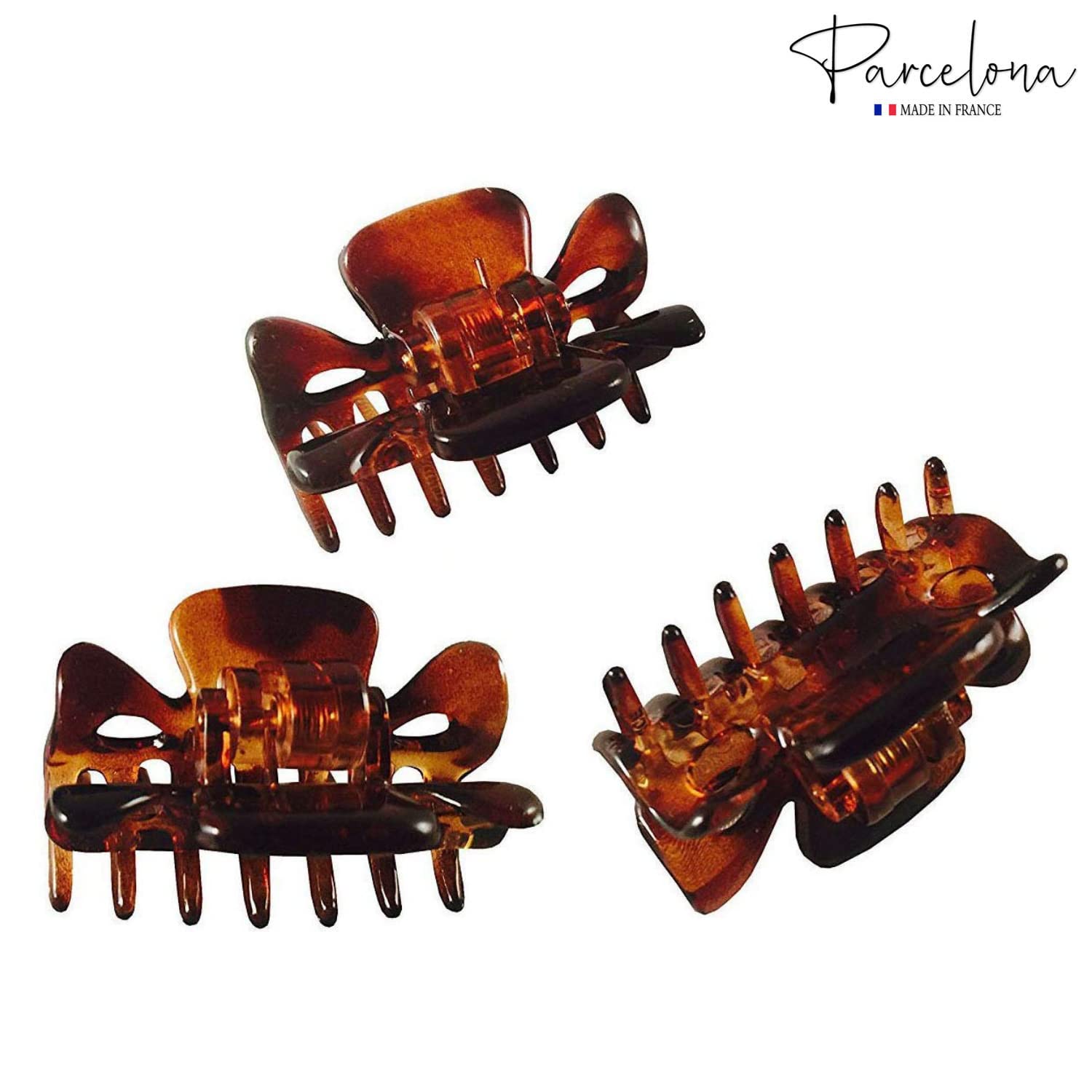 Parcelona French Classic Very Small 1 1/2'' Claw Clips with Tight Spring Set of 3 Girls Hair Jaw Claw Clips Durable Styling Wome