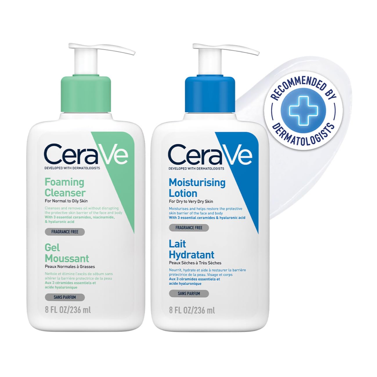 Cerave Daily Skincare Combo For Normal To Oily Skin | Foaming Cleanser  DermatologistDeveloped Facewash 236 Ml & Moisturizing 