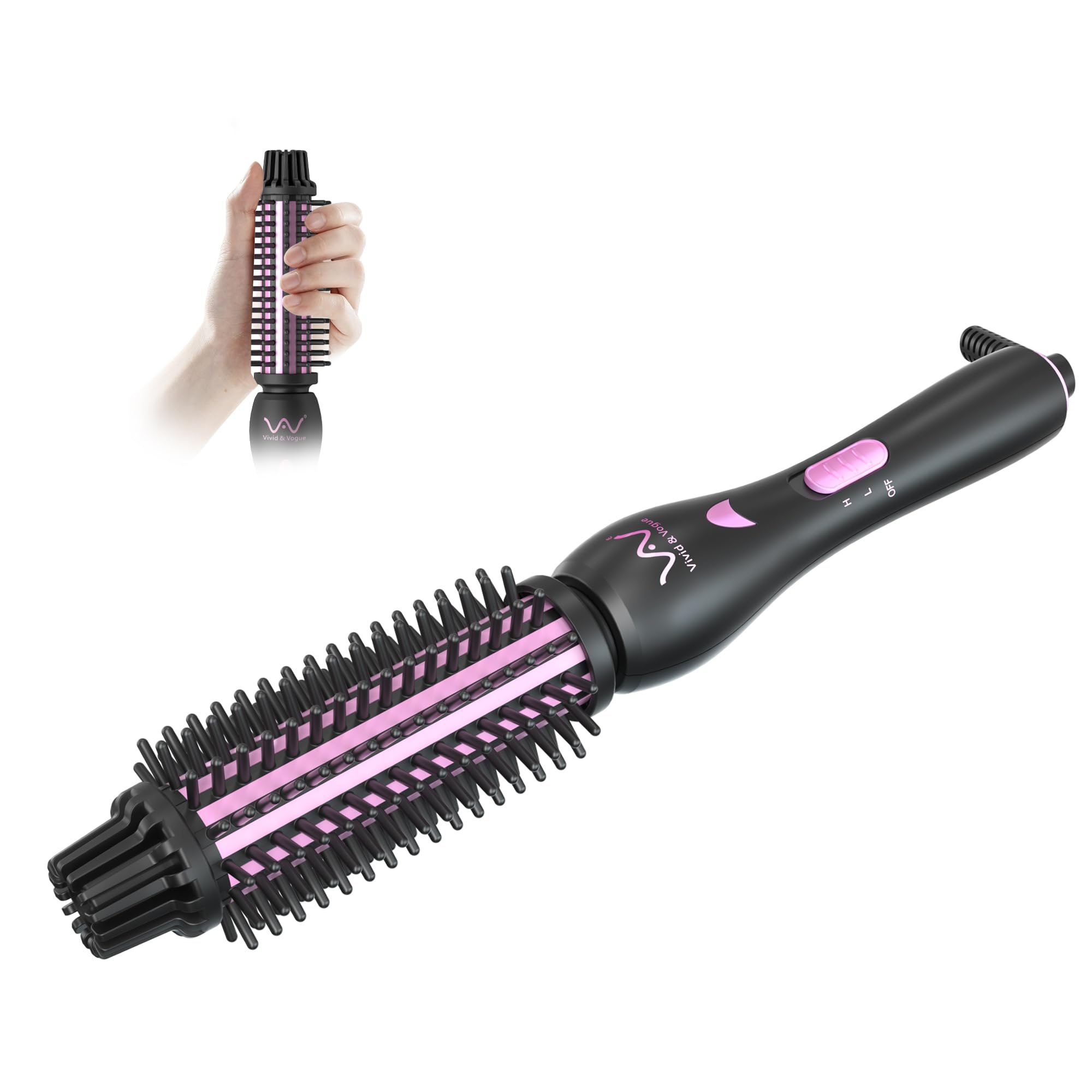 VAV Heated Hair Curling Comb Curling Iron, Hair Curling Wand Ceramic Tourmaline 3 in 1 Heated Styling Brush Girl Gift