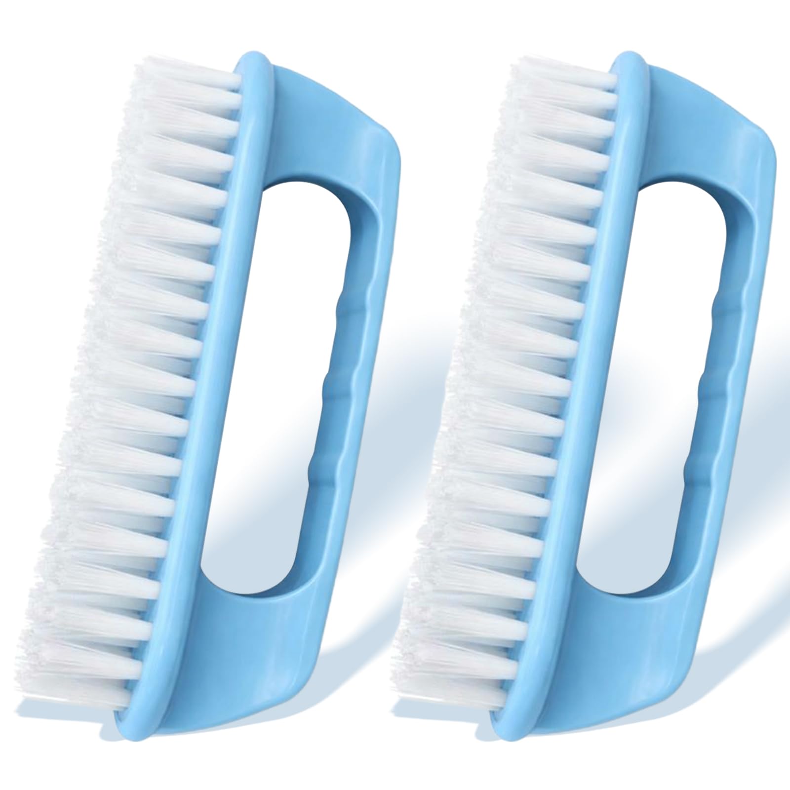 Large PerfectGrip Hand & Nail Cleaning Brush with FourFinger Handle, Blue HeavyDuty Design (2 Pack)
