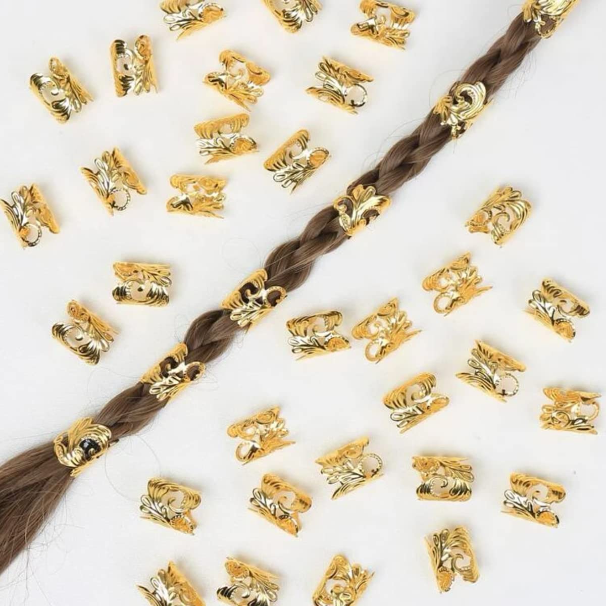 100 Pcs Loc Jewelry For Hair Dreadlock Accessories Hair Jewelry For Braids Adjustable Gold Hair Cuffs Braiding Hair Rings For Wo
