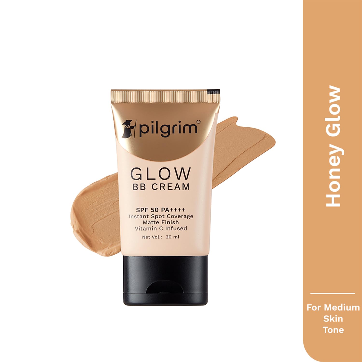 Pilgrim Honey Glow BB Cream with SPF 50 (PA++++) | Medium Buildable Coverage | Conceals Redness & Dark Circles | Gives Smooth Sa