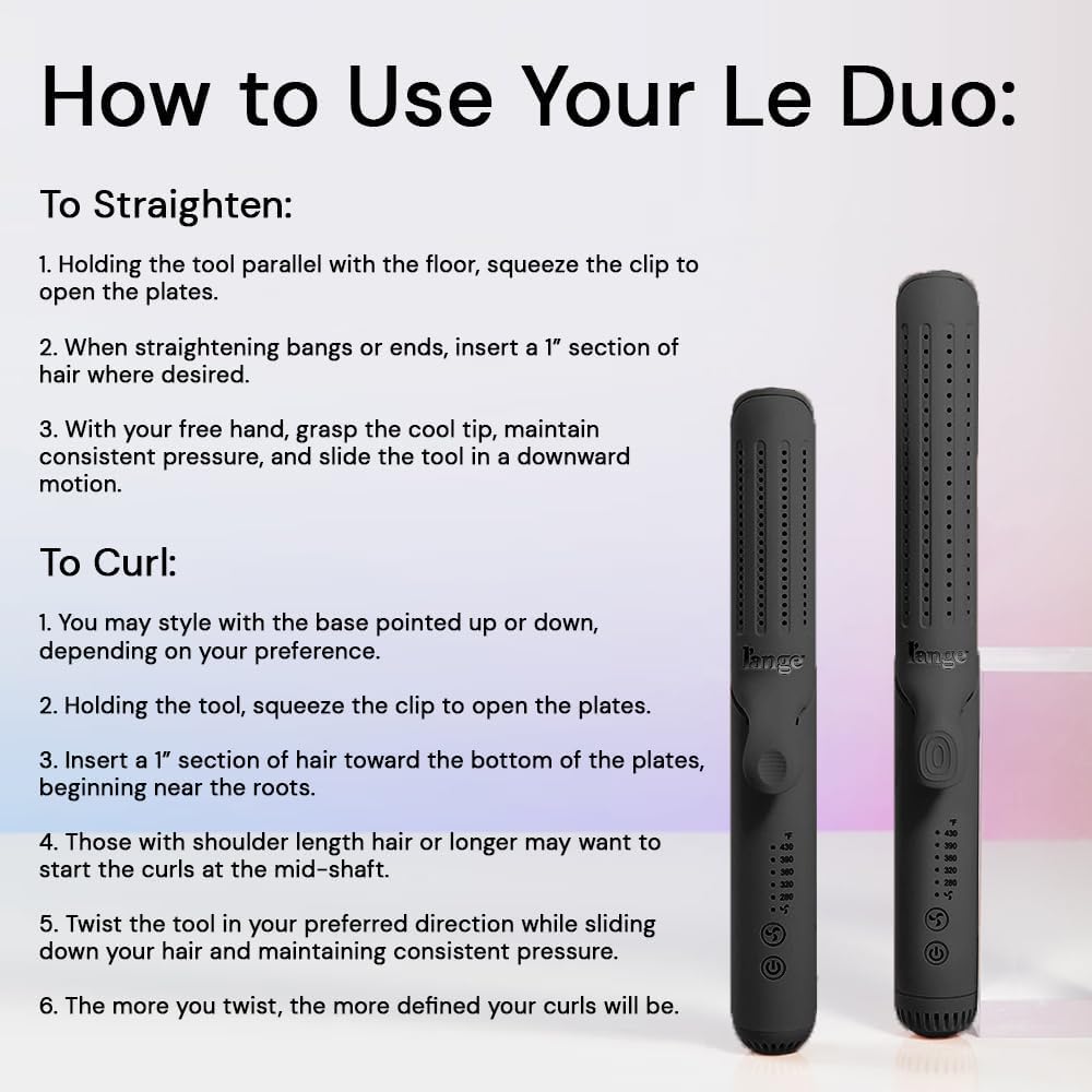 L'ANGE HAIR Le Duo Grande 360 Airflow Styler | 2-in-1 Curling Wand & Titanium Flat Iron Hair Straightener | Professional Hair Cu