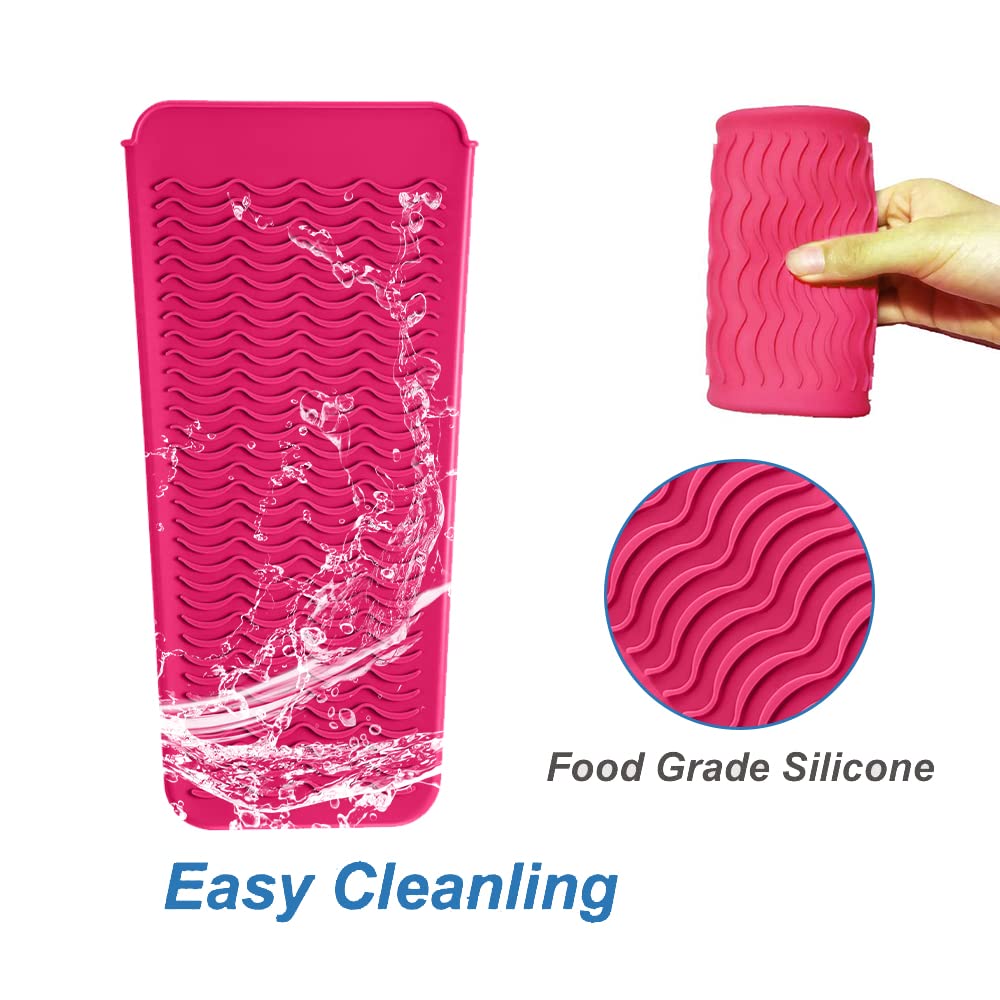 Heat Resistant Silicone Mat Pouch,Hair Styling Tools for Curling Irons, Flat Irons, Hair Straightener,