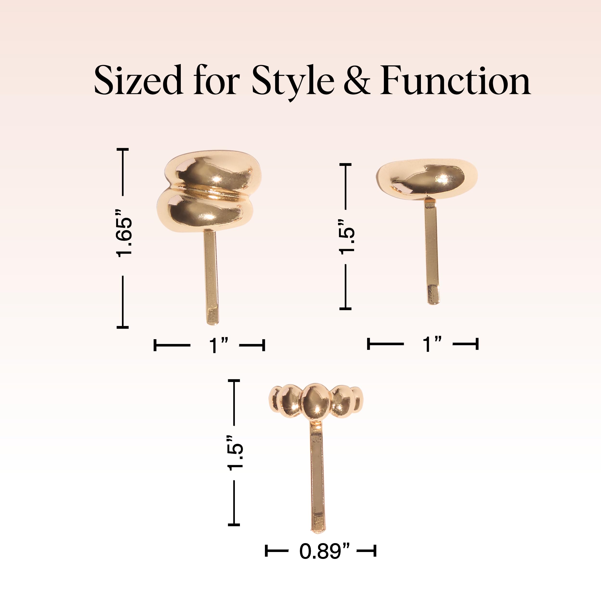 Kitsch Gold Hair Jewelry for Braids - Lightweight Metal Hair Pins for Women - Stackable Gold Hair Accessories for Everyday or Sp