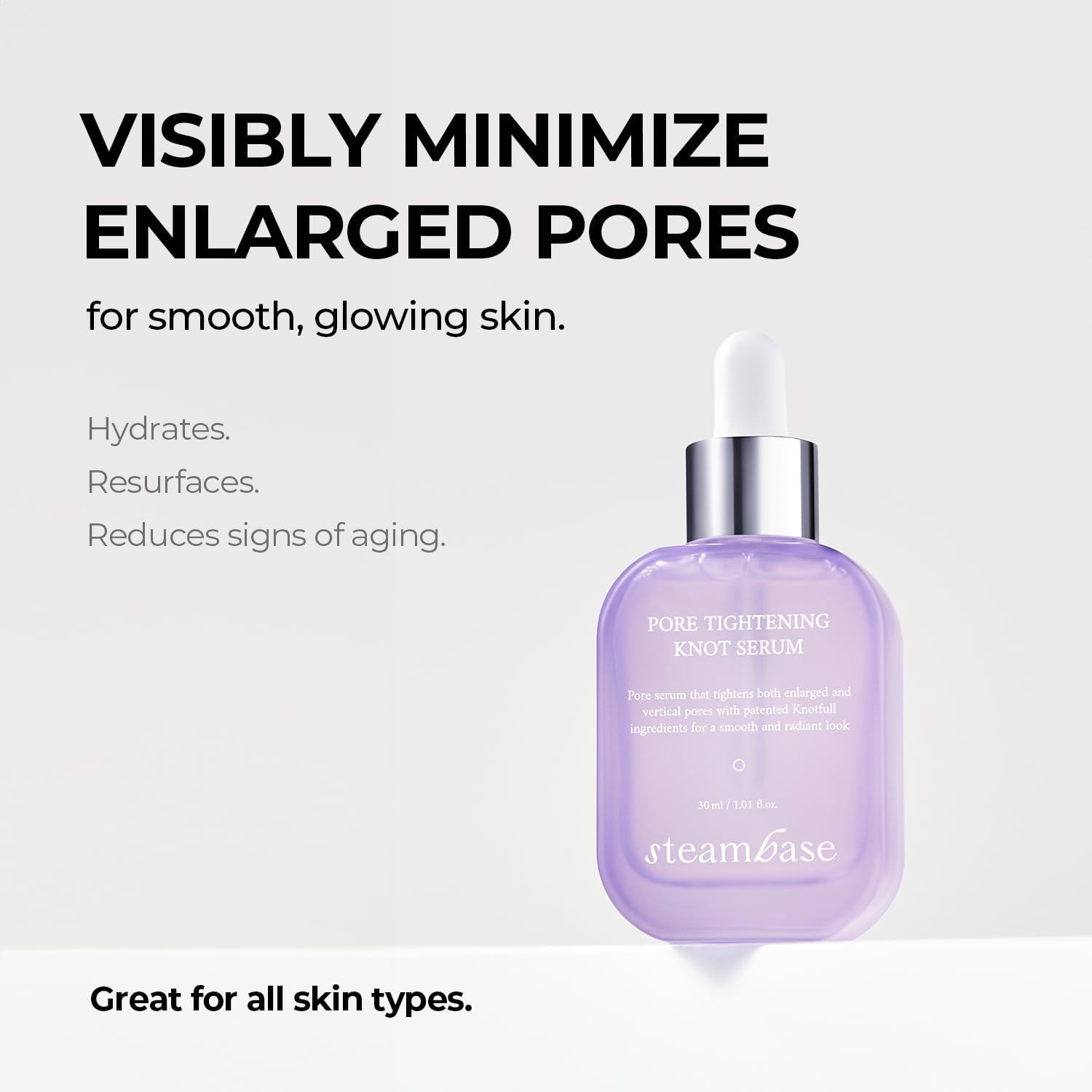 STEAMBASE Pore Tightening Knot Serum, 1.01 fl oz | Hydrating Hyaluronic Acid, Anti Aging Face Serum, Enlarged Pores