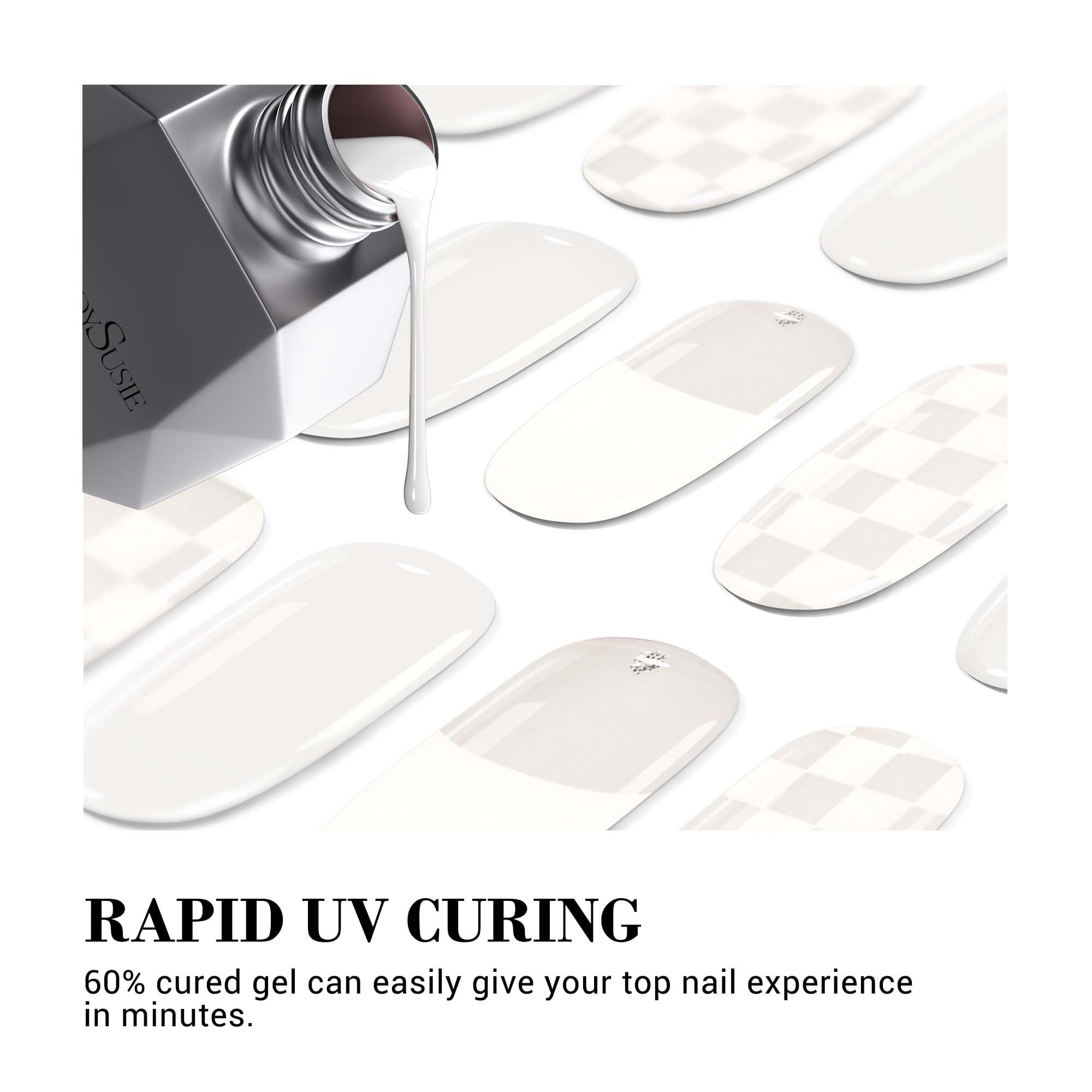 Melodysusie Semi Cured Gel Nail Strips (Designed French Tip)- Works With Nail Lamp, Salon-Quality, Long Lasting, Easy To Apply &