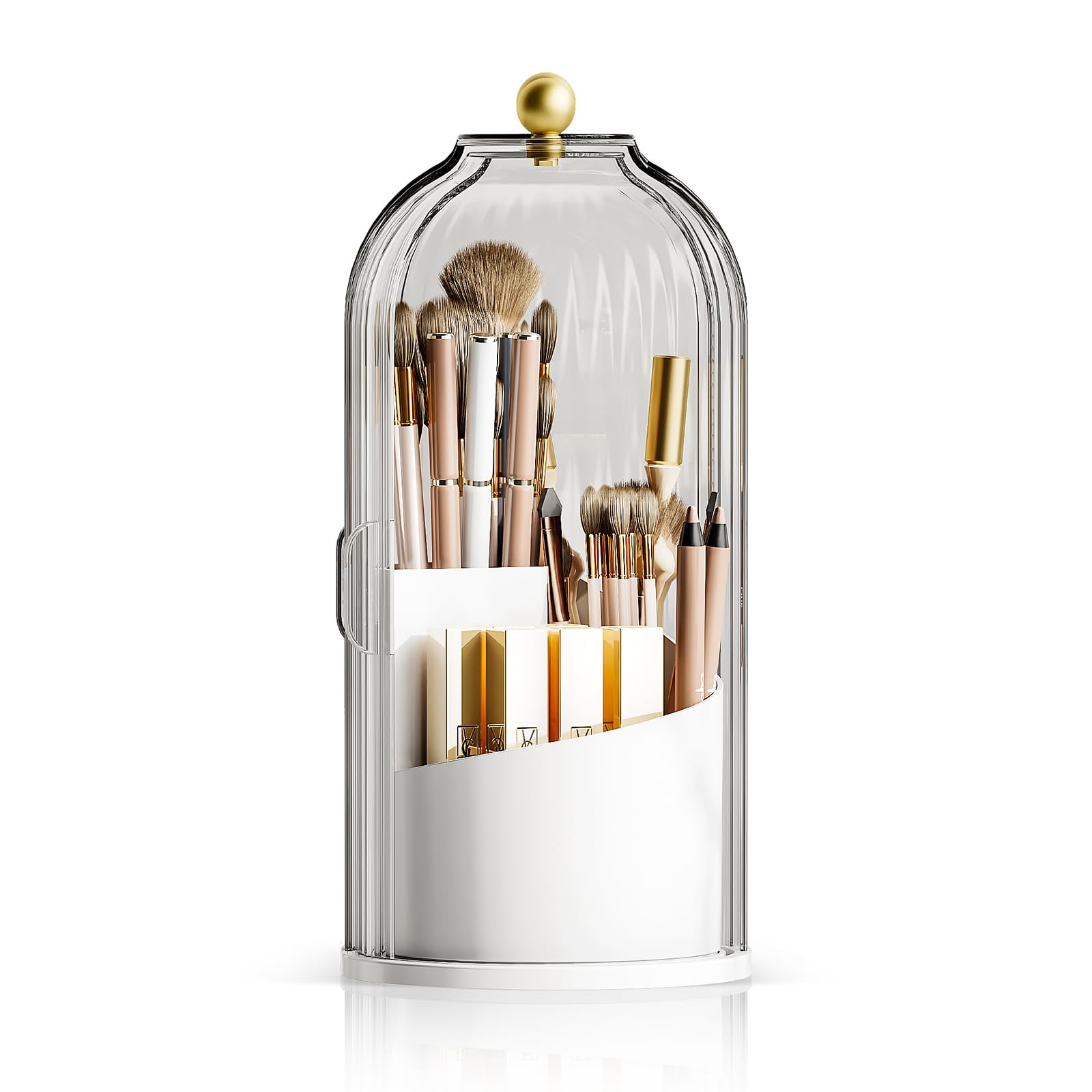 Mshomely Makeup Brush Holder Organizer, 360 Rotating Makeup Brush Organizer Cosmetics Make Up Brush Organizer For Vanity, Waterp